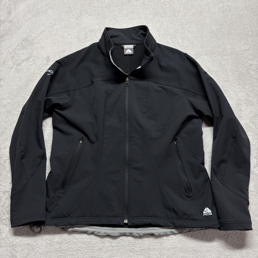 Nike ACG Jacket Women's XL Black Soft Shell‎ Full Zip Water Resistant Activewear